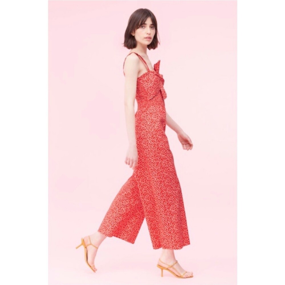 REBECCA TAYLOR Malia Floral Bow Smocked Jumpsuit, Sz L